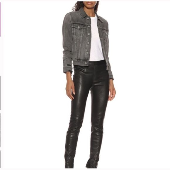 Citizens of Humanity Nica Slim Trucker Jacket in Smoke - Custom Embroidered Sz S - Picture 10 of 11